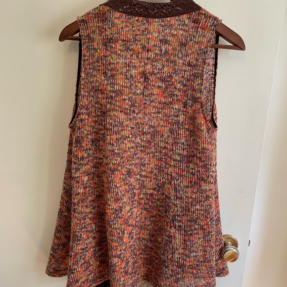 Ryu brand woven vest.  Brown, orange, yellow.  Size small (but looser fit). - Picture 2 of 6